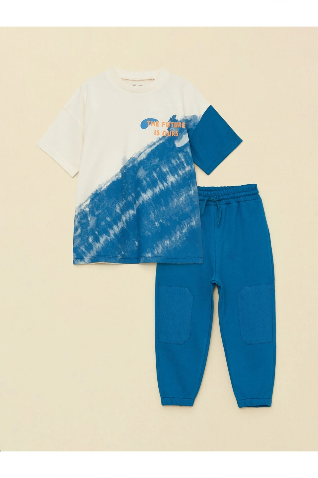 Bisiklet Yaka Kısa Kollu Baskılı Erkek Bebek Tişört Ve Eşofman Alt 2li Takım