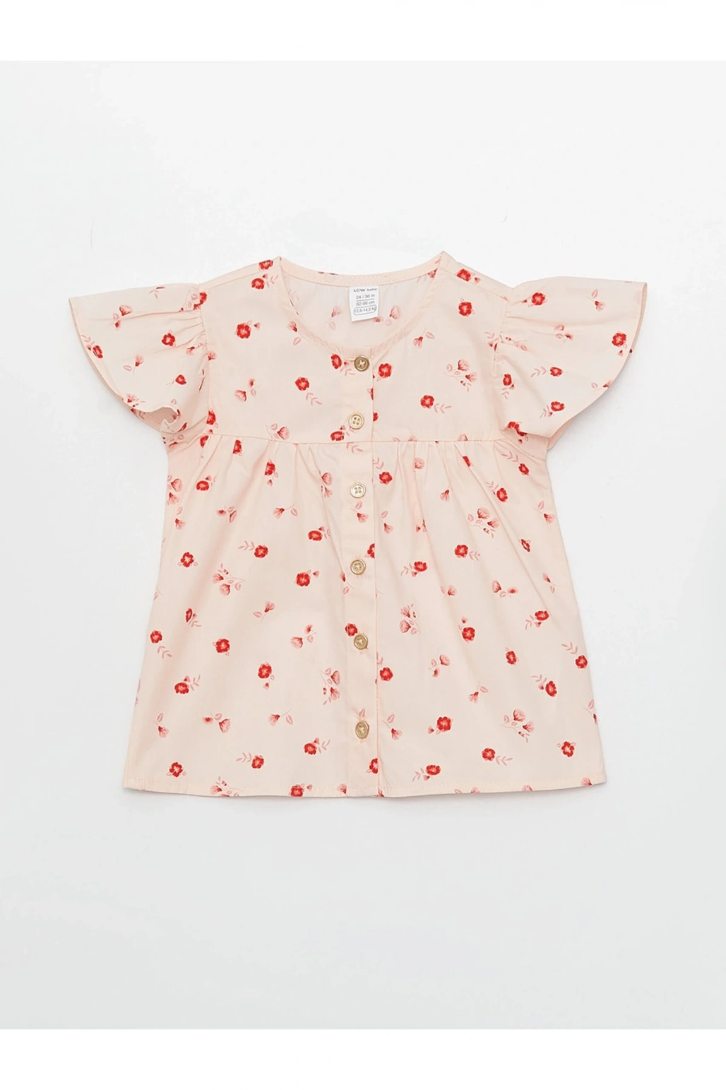 Bisiklet Yaka Kısa Kollu Baskılı Kız Bebek Gömlek