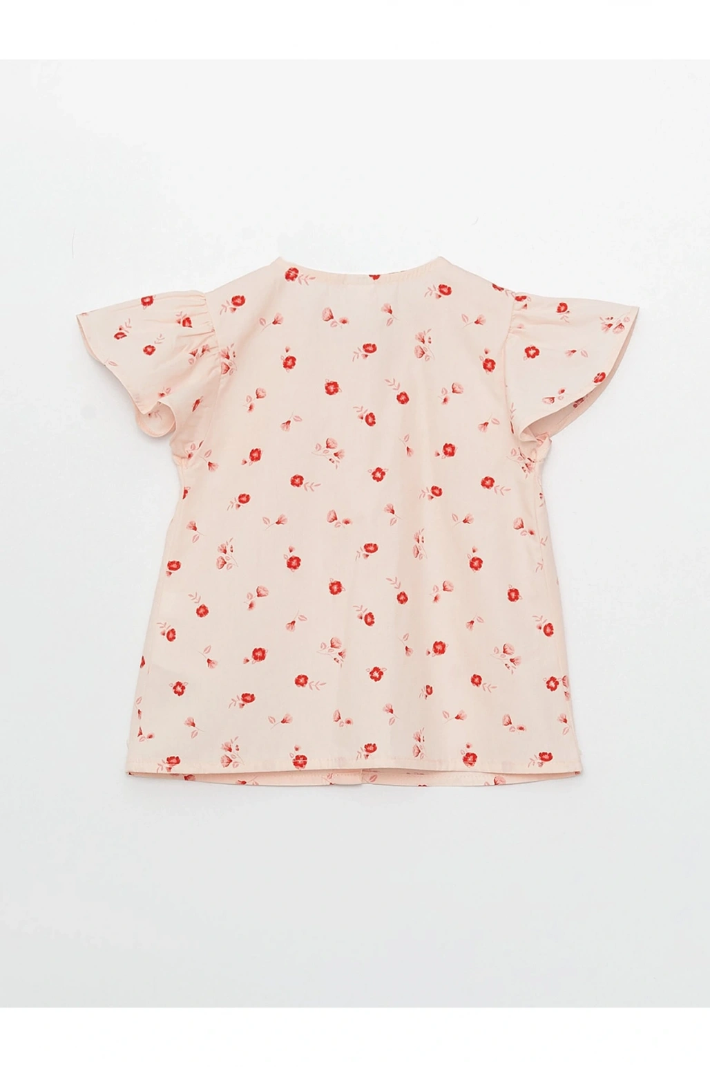 Bisiklet Yaka Kısa Kollu Baskılı Kız Bebek Gömlek