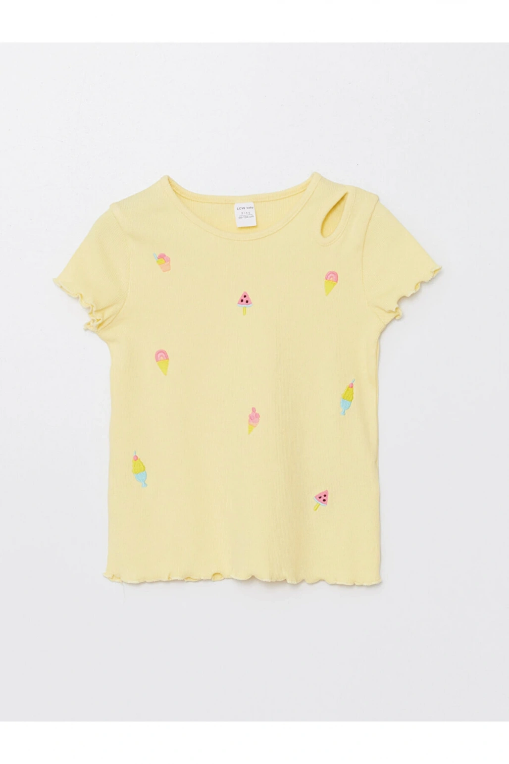 Bisiklet Yaka Kısa Kollu Baskılı Kız Bebek Tişört