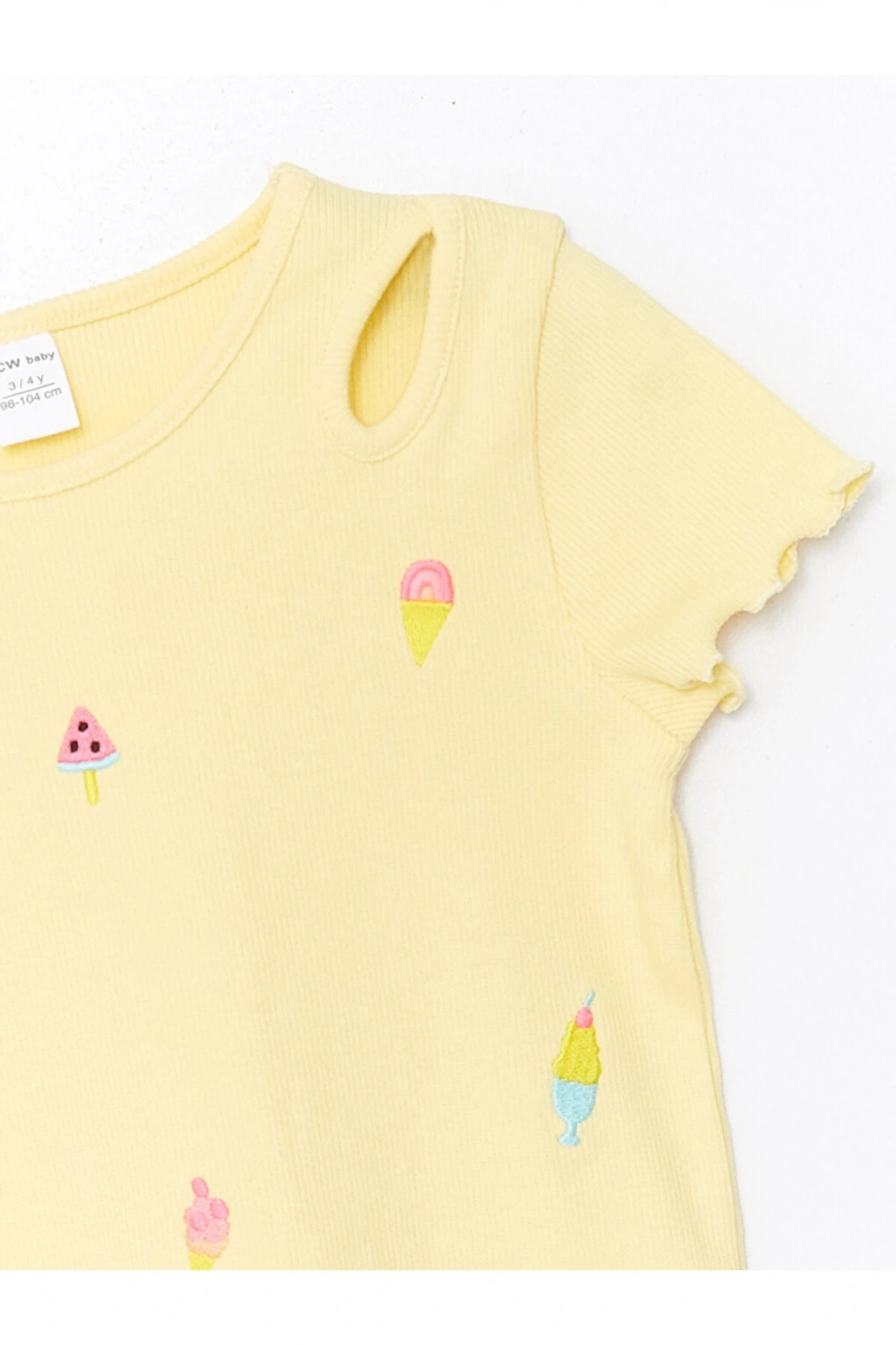 Bisiklet Yaka Kısa Kollu Baskılı Kız Bebek Tişört