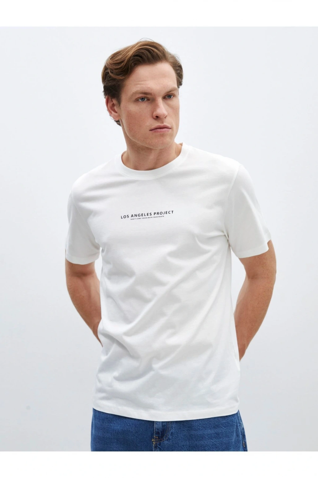 Bisiklet Yaka Kısa Kollu Baskılı Penye Erkek Tişört