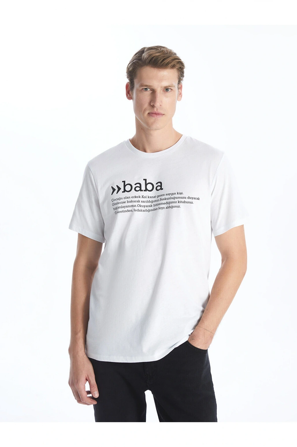 Bisiklet Yaka Kısa Kollu Baskılı Penye Erkek Tişört
