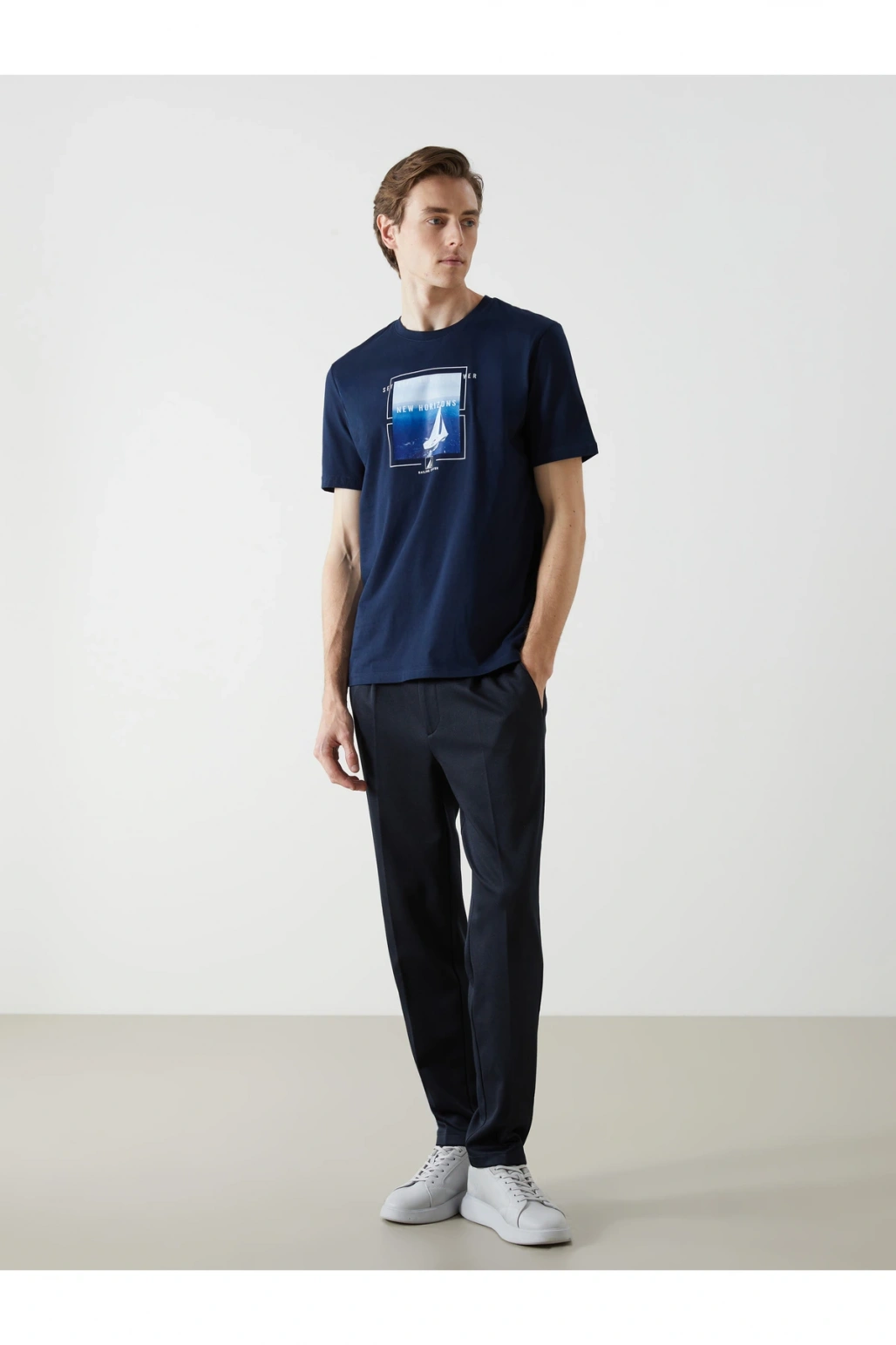 Bisiklet Yaka Kısa Kollu Baskılı Penye Erkek Tişört