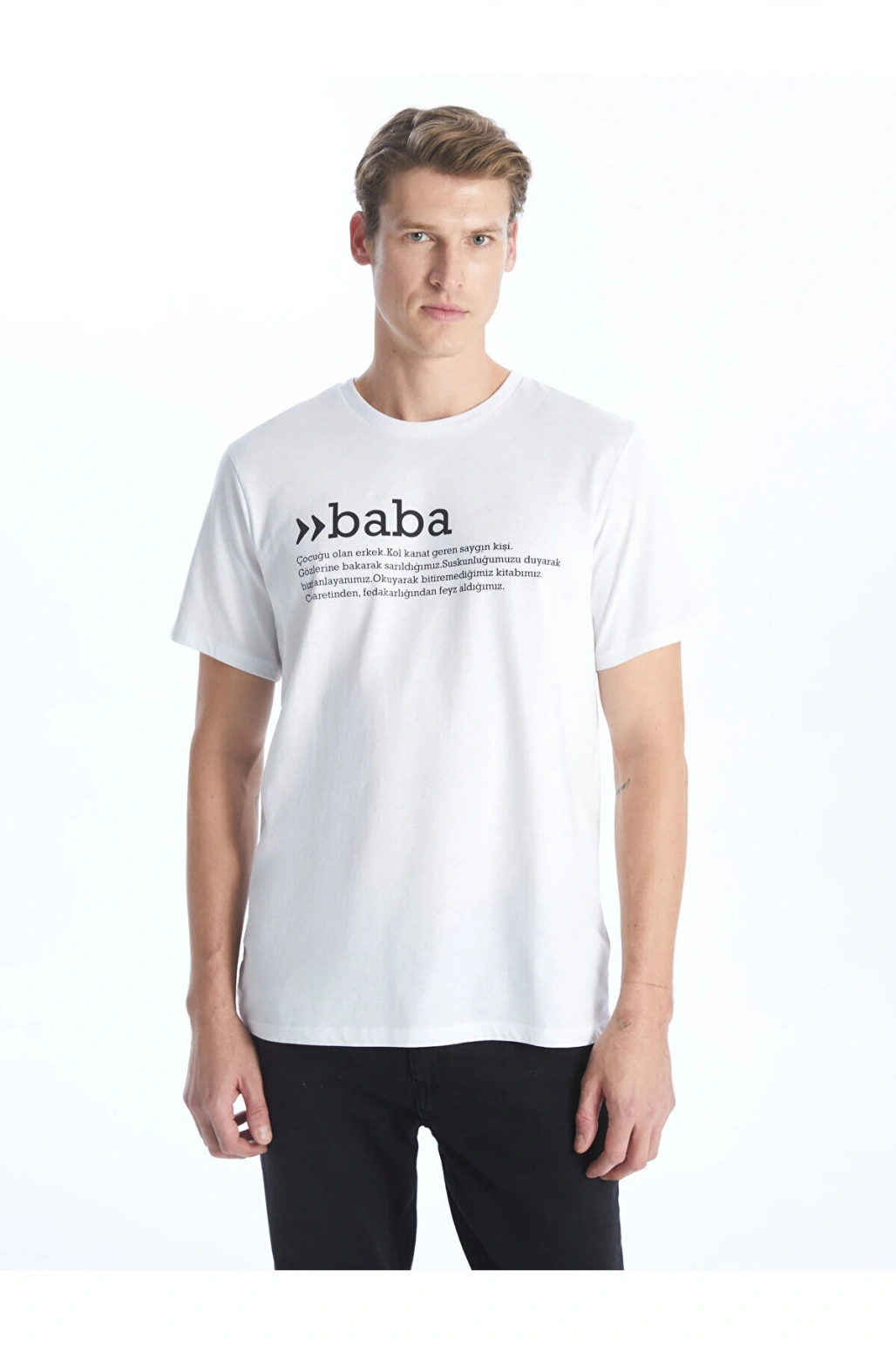 Bisiklet Yaka Kısa Kollu Baskılı Penye Erkek Tişört
