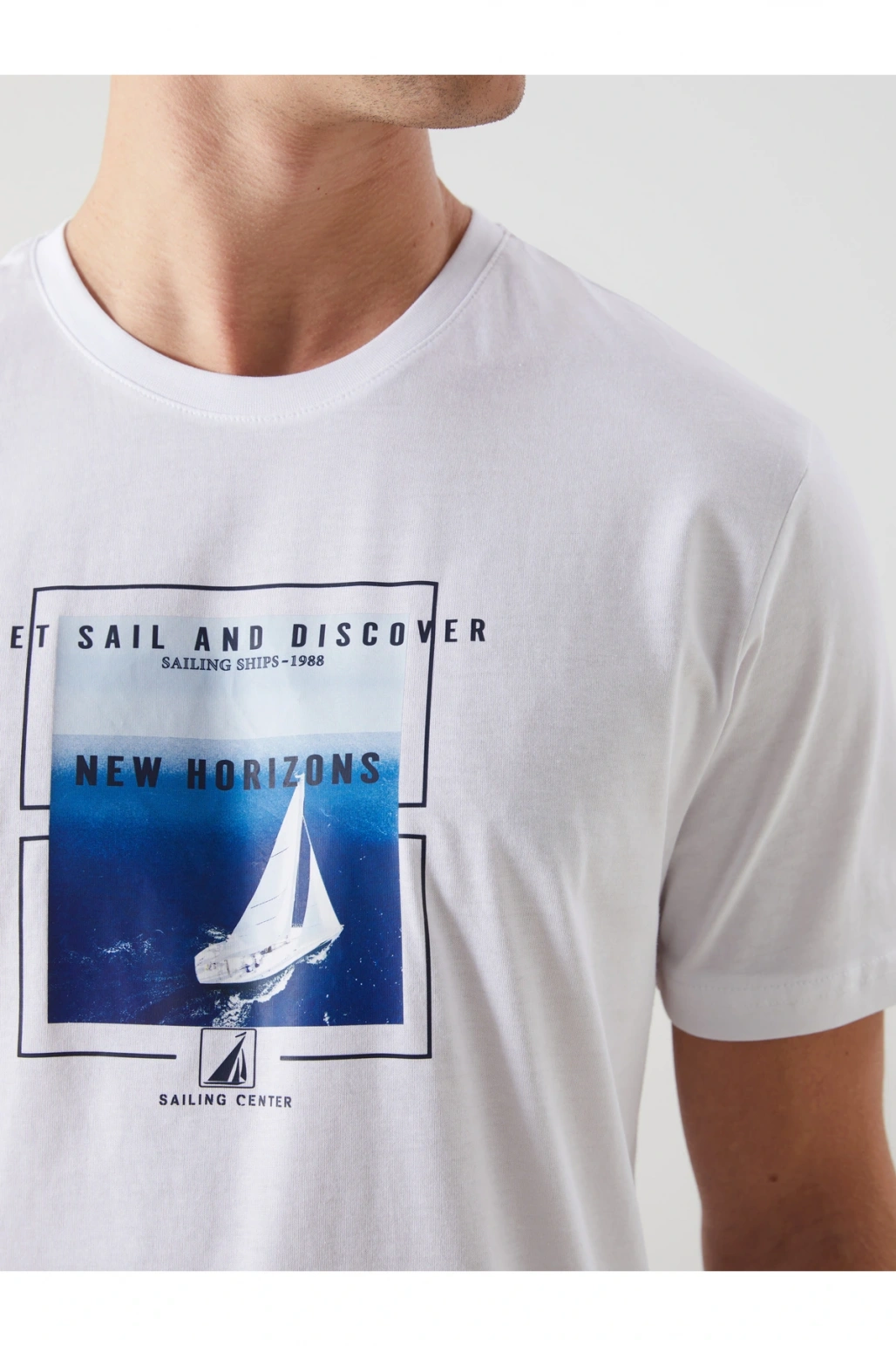 Bisiklet Yaka Kısa Kollu Baskılı Penye Erkek Tişört