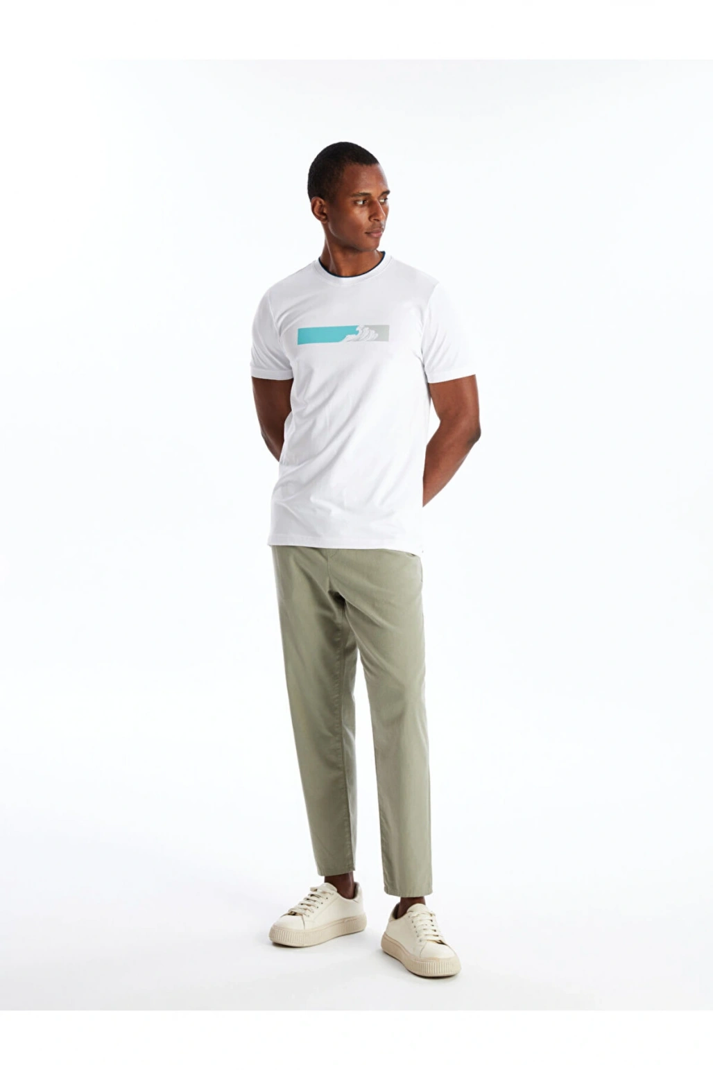 Bisiklet Yaka Kısa Kollu Baskılı Penye Erkek Tişört