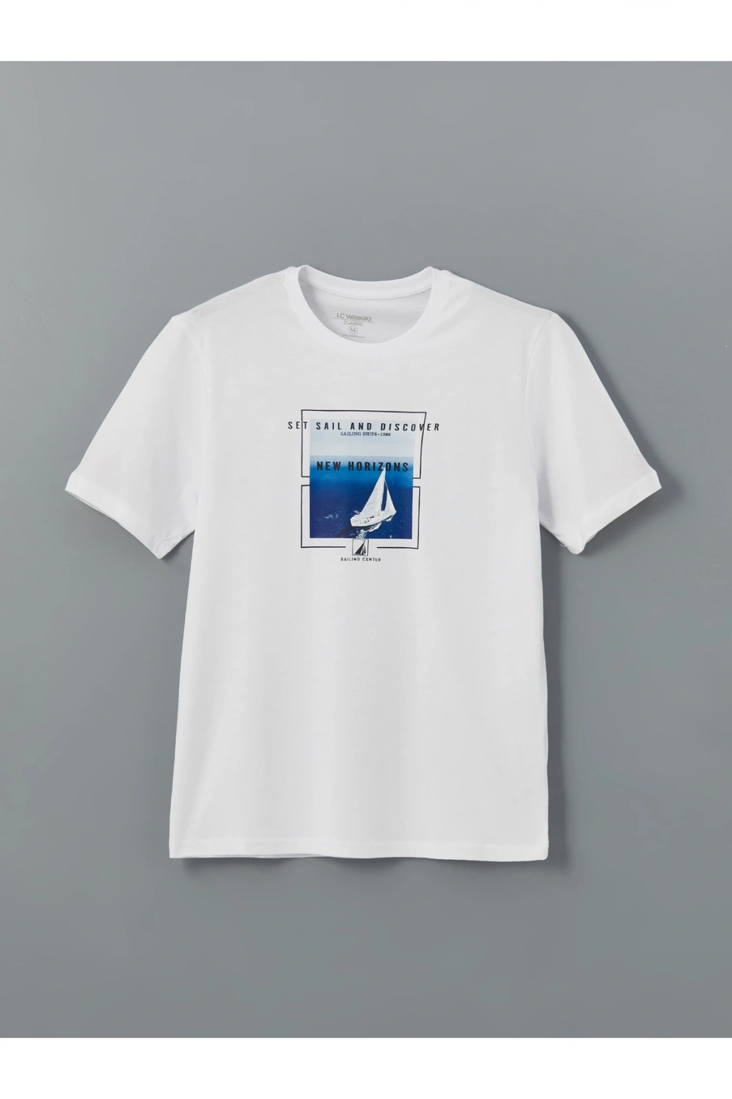 Bisiklet Yaka Kısa Kollu Baskılı Penye Erkek Tişört