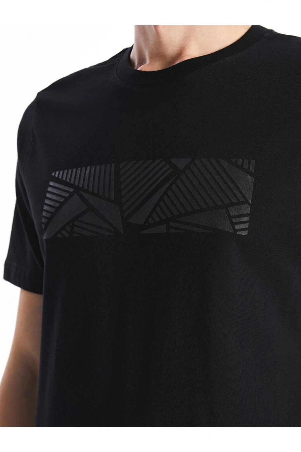 Bisiklet Yaka Kısa Kollu Baskılı Penye Erkek Tişört (S5)