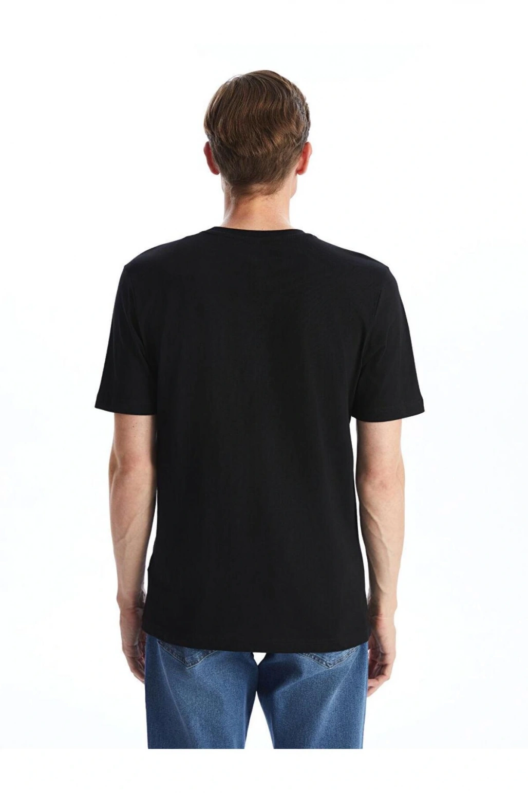 Bisiklet Yaka Kısa Kollu Baskılı Penye Erkek Tişört (S5)