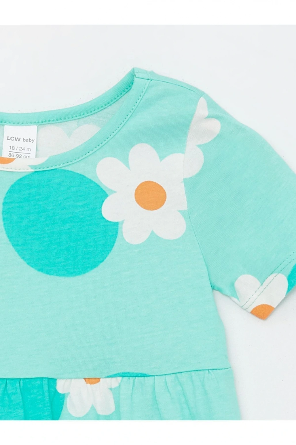 Bisiklet Yaka Kısa Kollu Kız Bebek Elbise