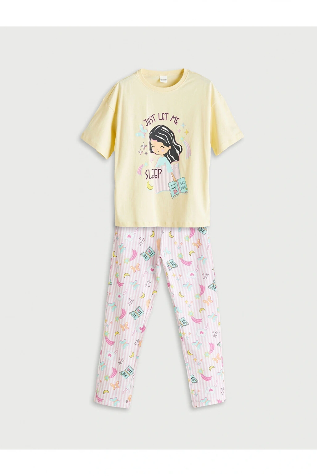 Bisiklet Yaka Kız Çocuk Pijama Takımı