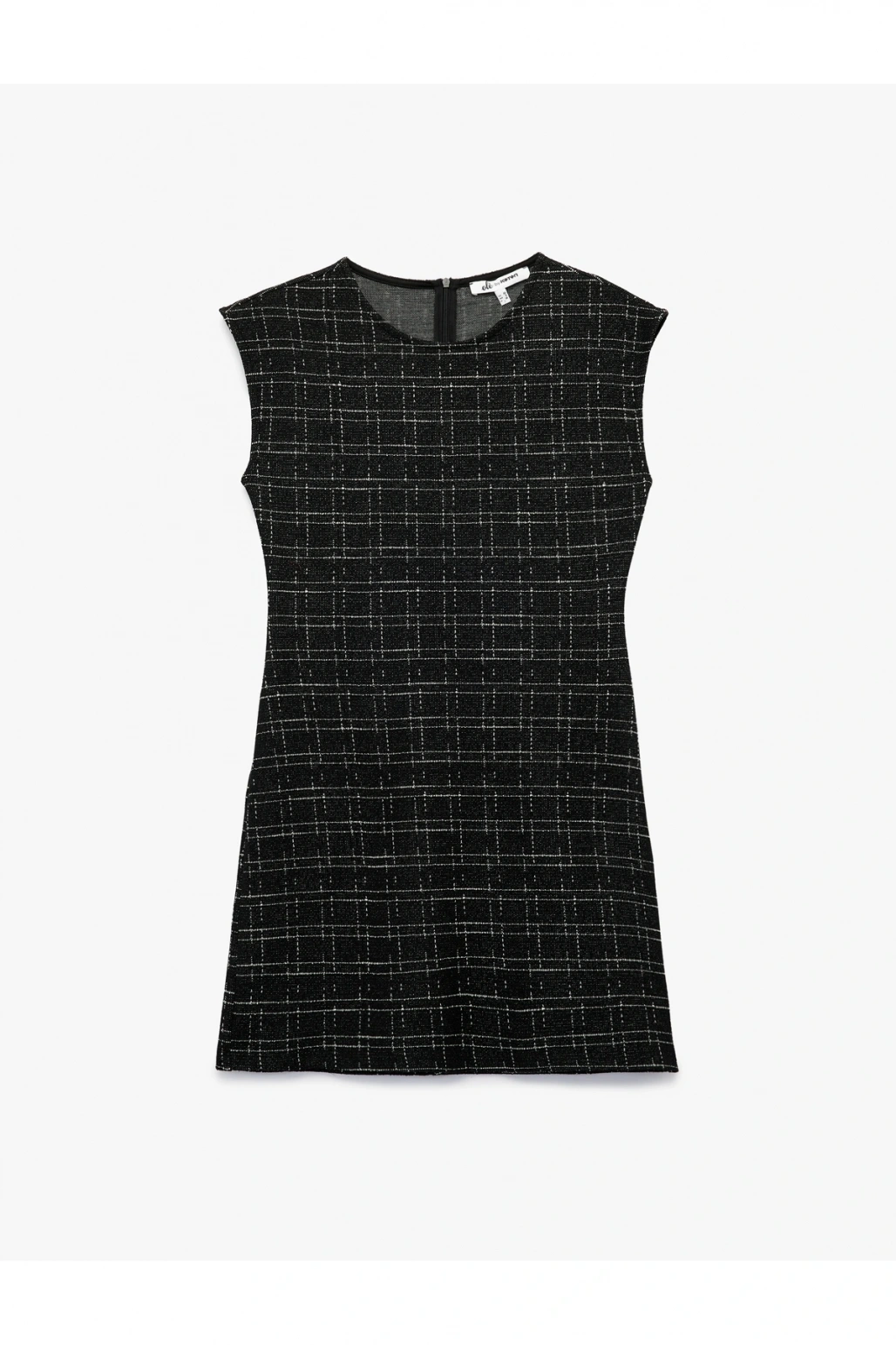 Bisiklet Yaka Kolsuz Tüvit Mini Elbise