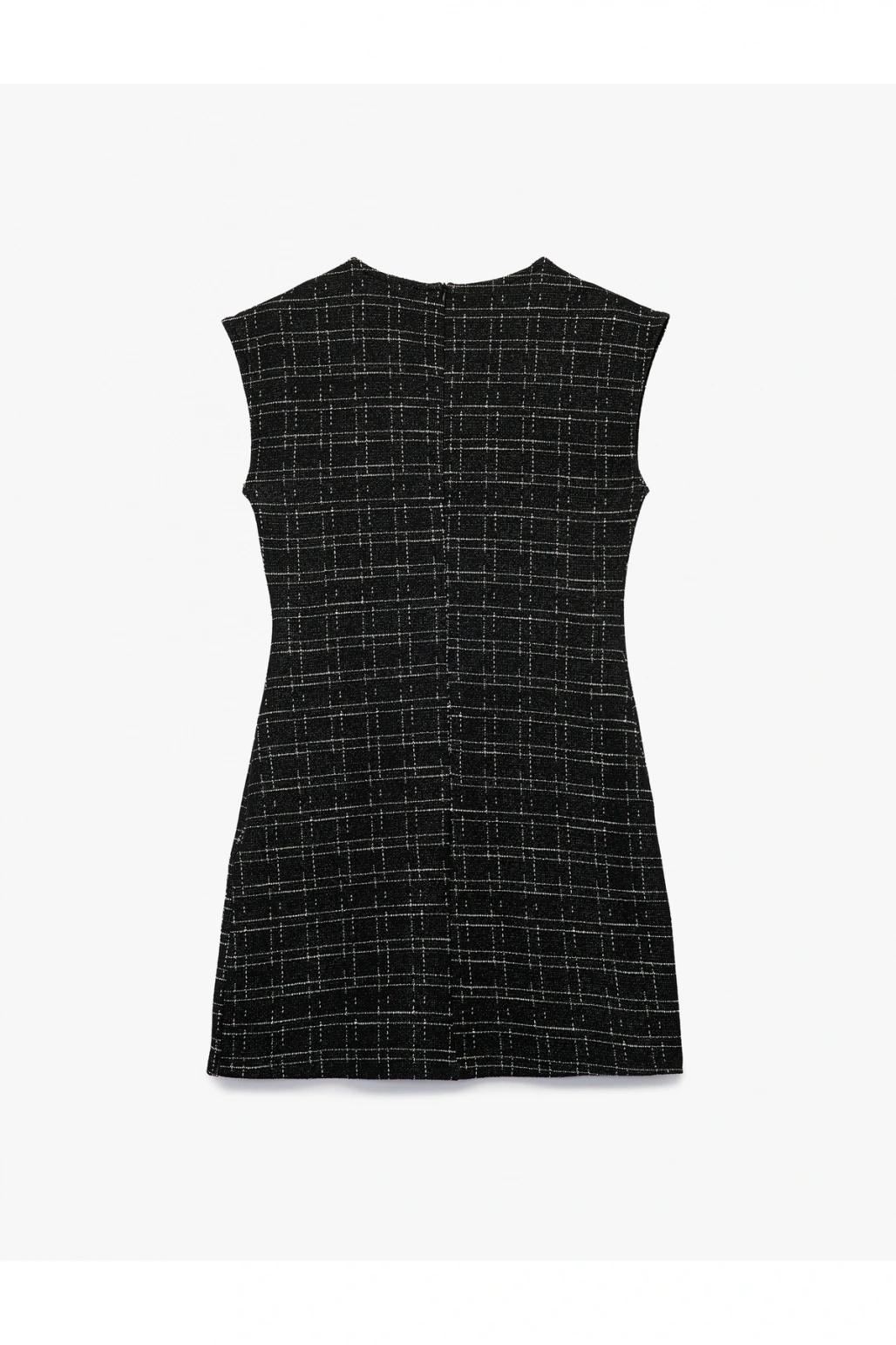 Bisiklet Yaka Kolsuz Tüvit Mini Elbise