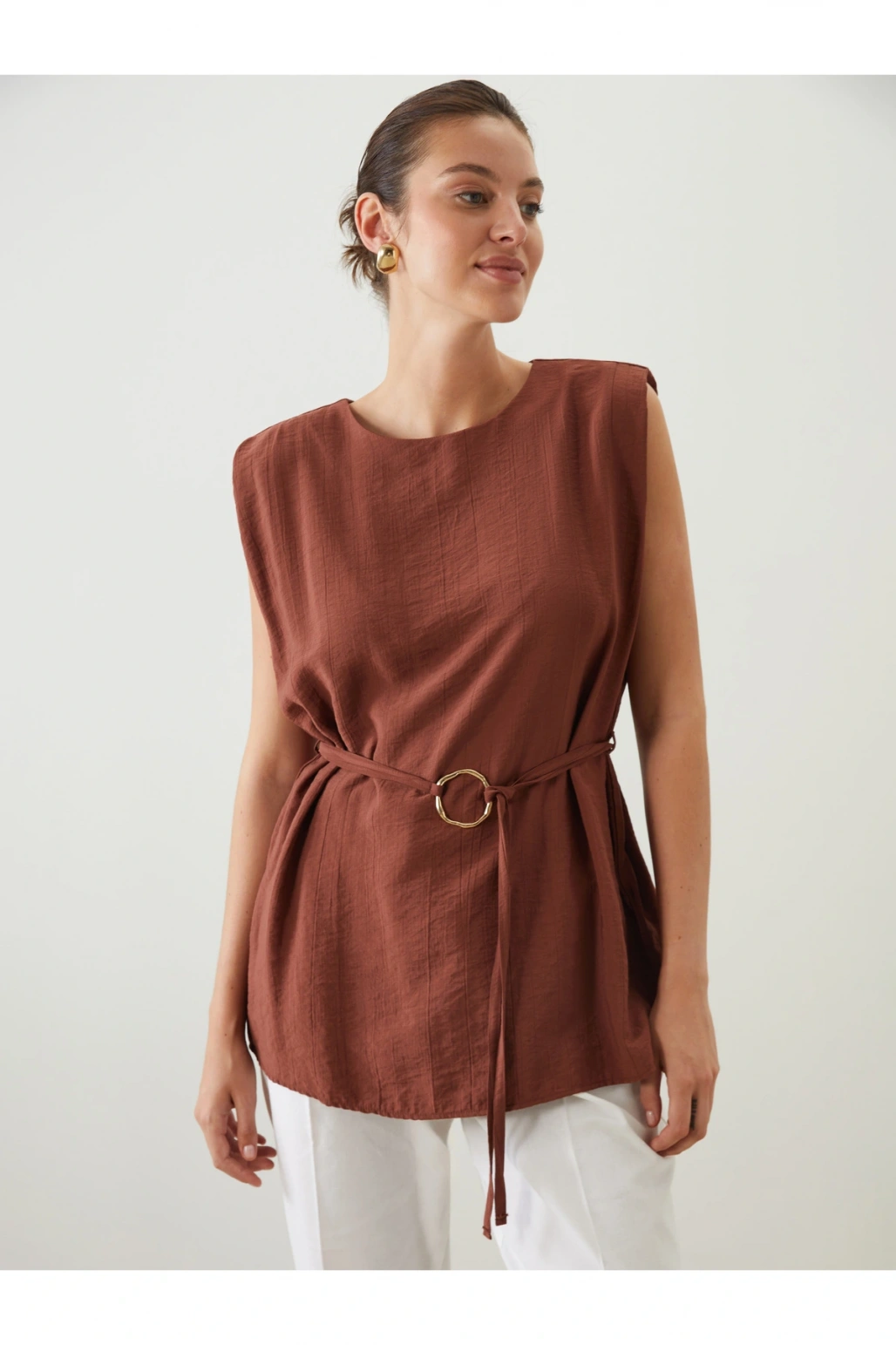 Bisiklet Yaka Kuşaklı Bluz