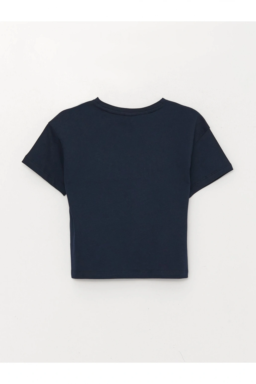 Bisiklet Yaka Nakışlı Kısa Kollu Kız Çocuk Tişört