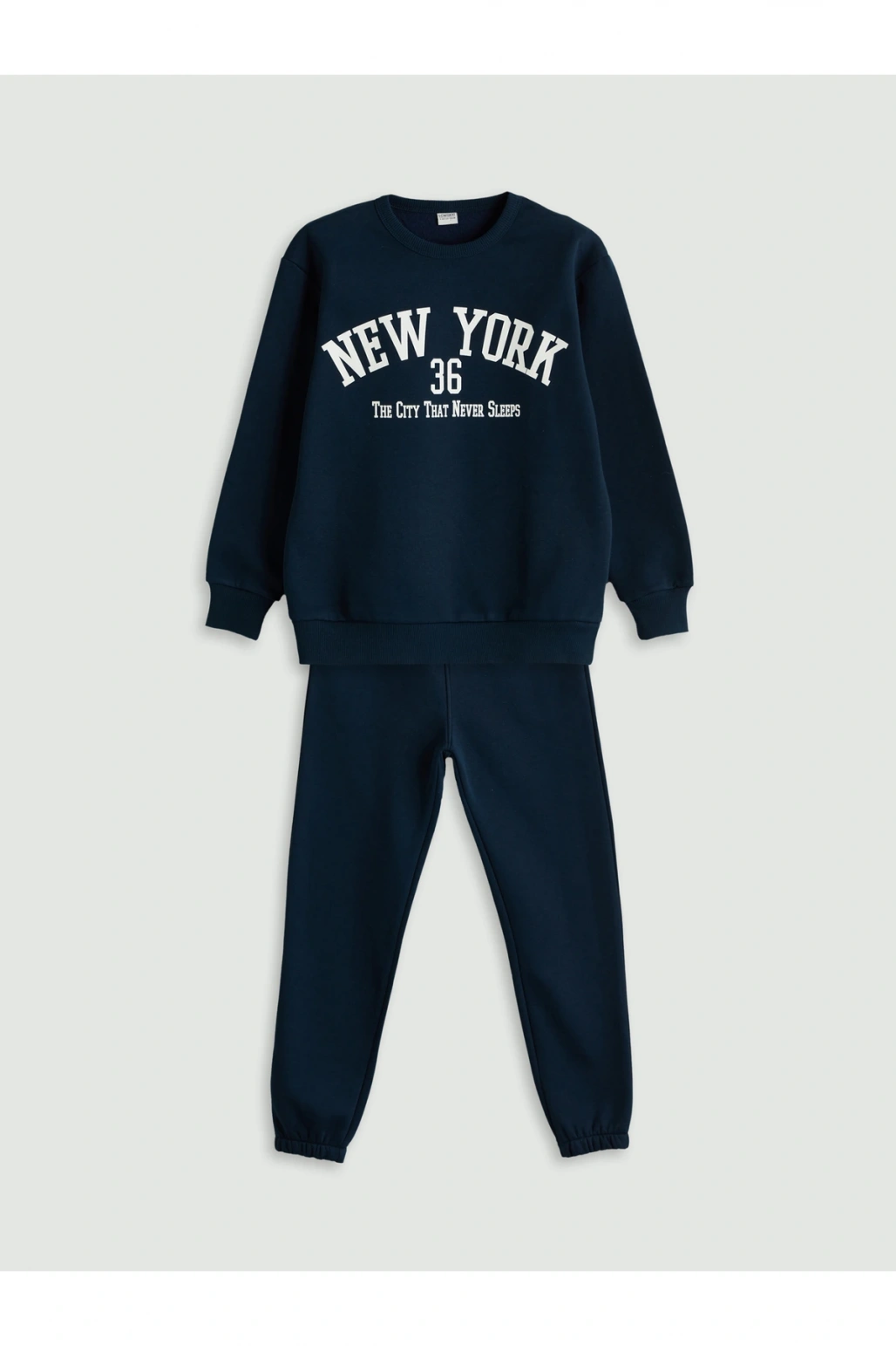 Bisiklet Yaka New York Baskılı Erkek Çocuk Eşofman Takımı