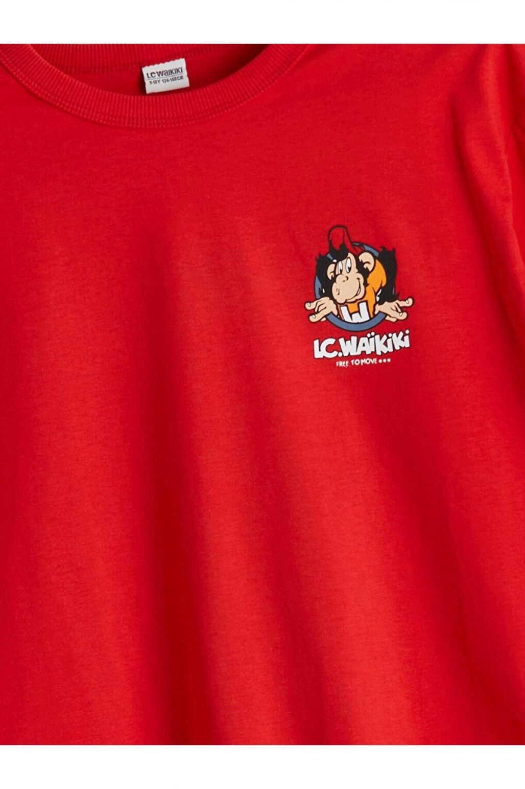 Bisiklet Yaka Nostaljik Maymun Baskılı Erkek Çocuk Tişört