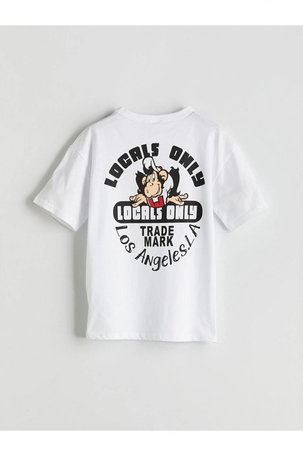 Bisiklet Yaka Nostaljik Maymun Baskılı Erkek Çocuk Tişört