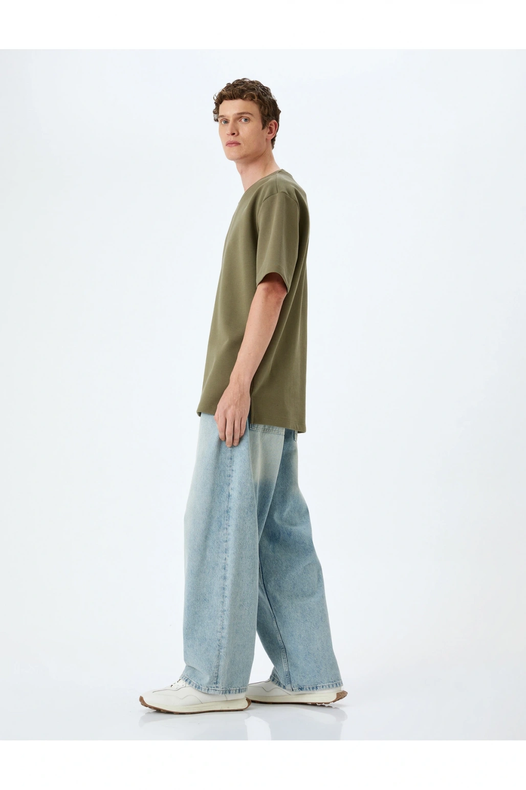 Bisiklet Yaka Pamuklu Pike Tok Kumaş Kısa Kollu Oversize Tişört