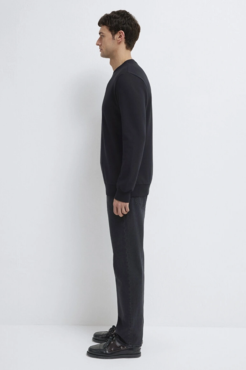 Bisiklet Yaka Siyah Sweatshirt