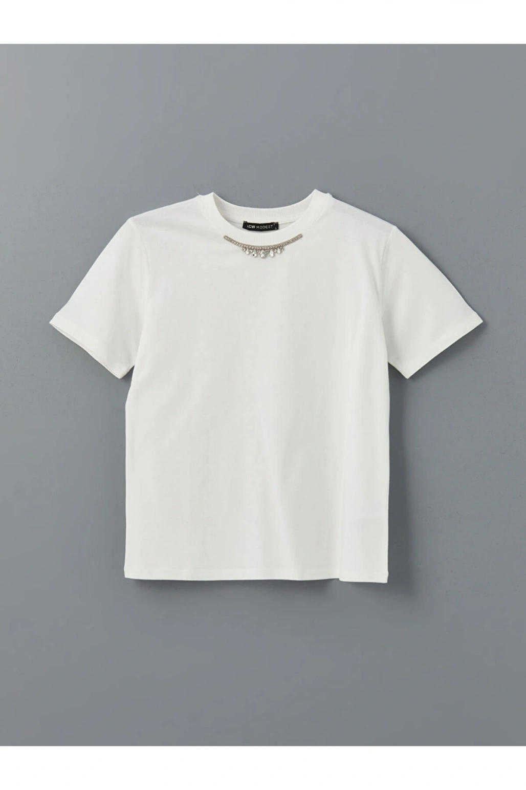 Bisiklet Yaka Tasli Kadin Tisort - S5KG61Z8