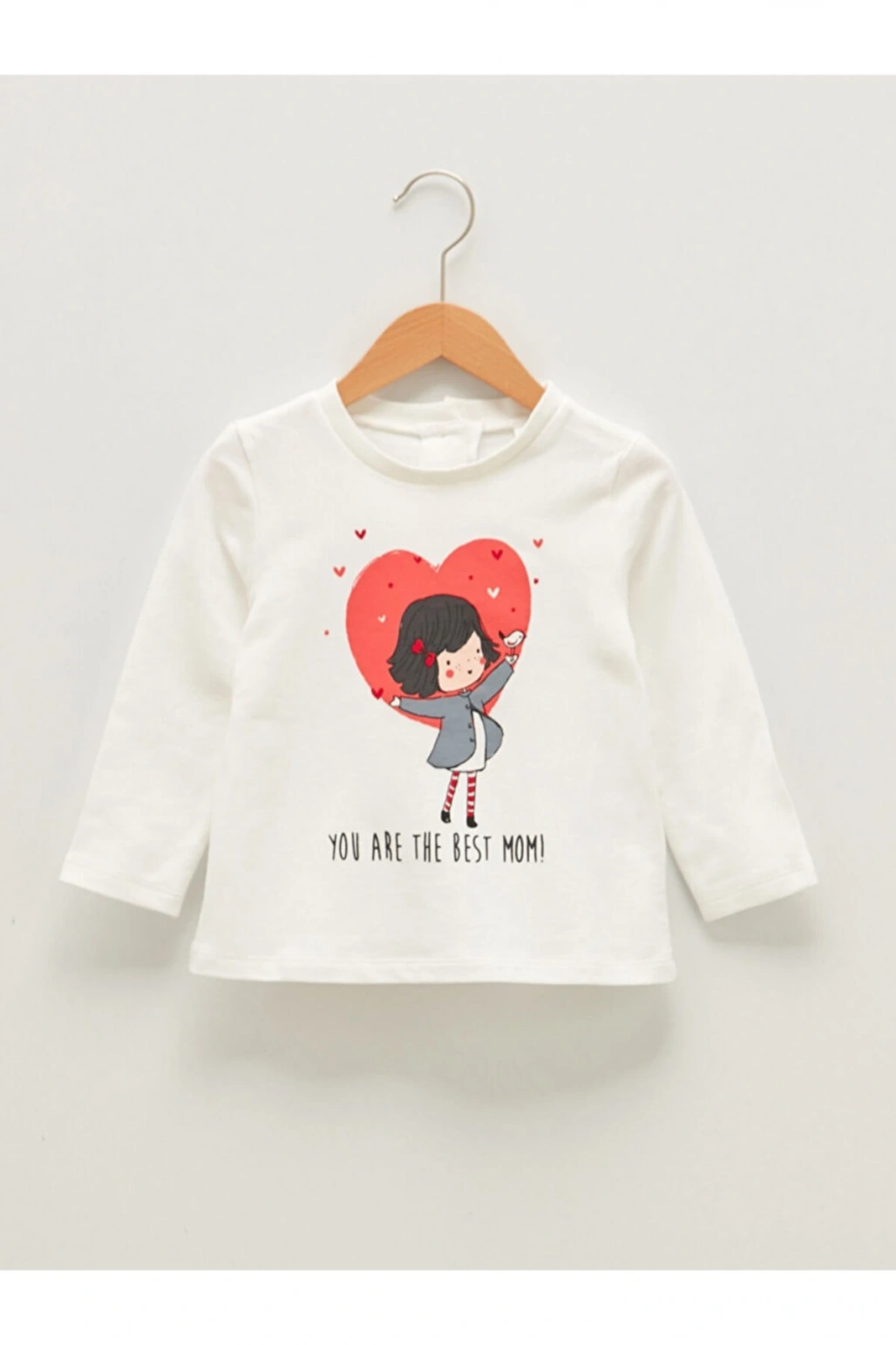 Bisiklet Yaka Uzun Kol Baskılı Kız Bebek Tişört