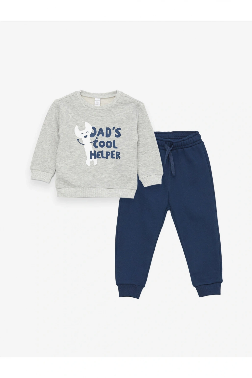 Bisiklet Yaka Uzun Kollu Baskılı Erkek Bebek Sweatshirt ve Eşofman Altı 2li Takım