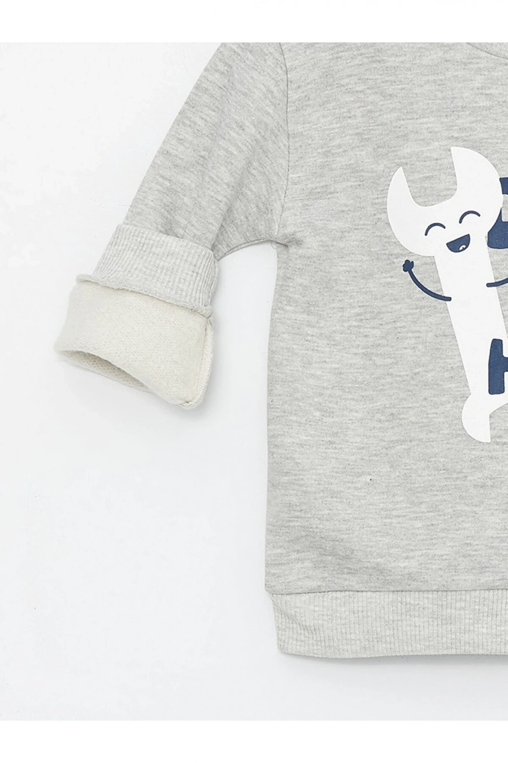 Bisiklet Yaka Uzun Kollu Baskılı Erkek Bebek Sweatshirt ve Eşofman Altı 2li Takım