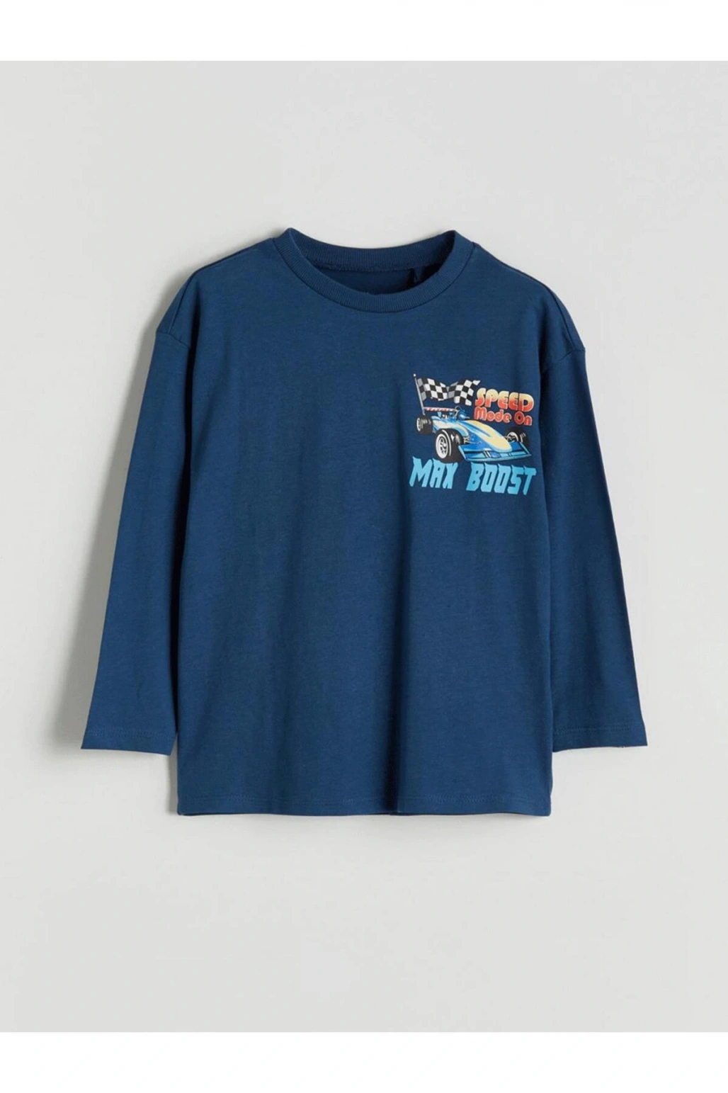 Bisiklet Yaka Uzun Kollu Baskılı Erkek Çocuk Tişört (W5)