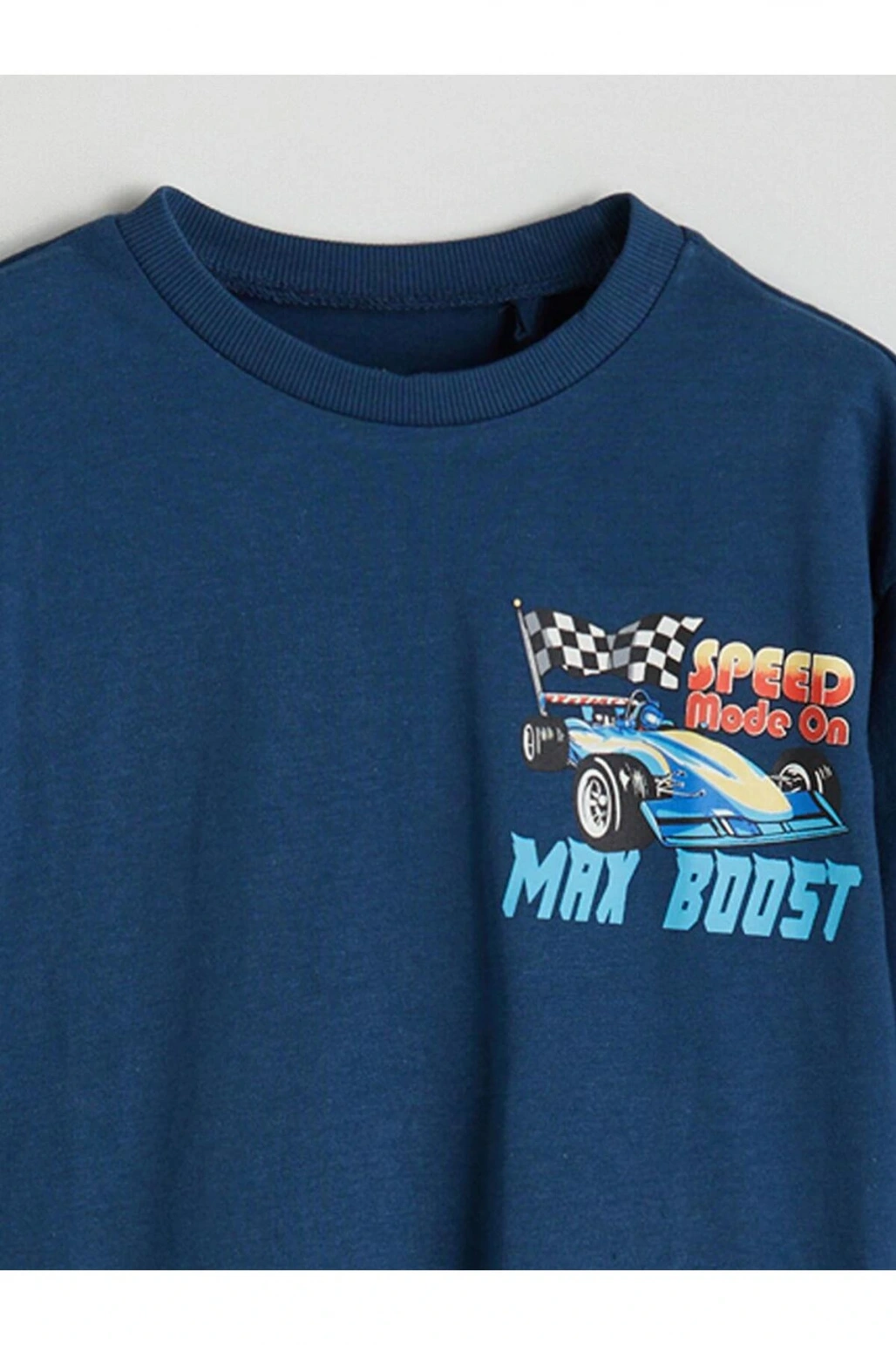 Bisiklet Yaka Uzun Kollu Baskılı Erkek Çocuk Tişört (W5)