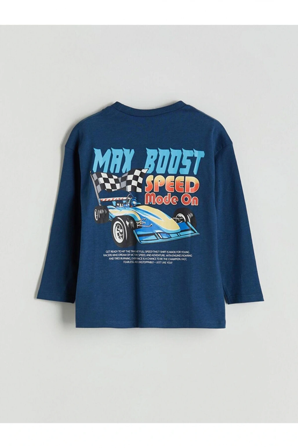 Bisiklet Yaka Uzun Kollu Baskılı Erkek Çocuk Tişört (W5)