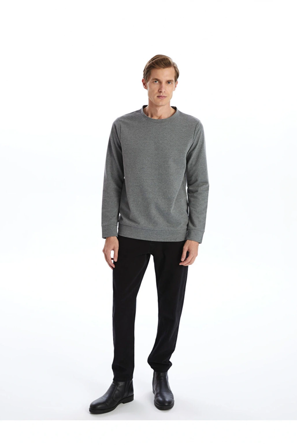 Bisiklet Yaka Uzun Kollu Erkek Sweatshirt