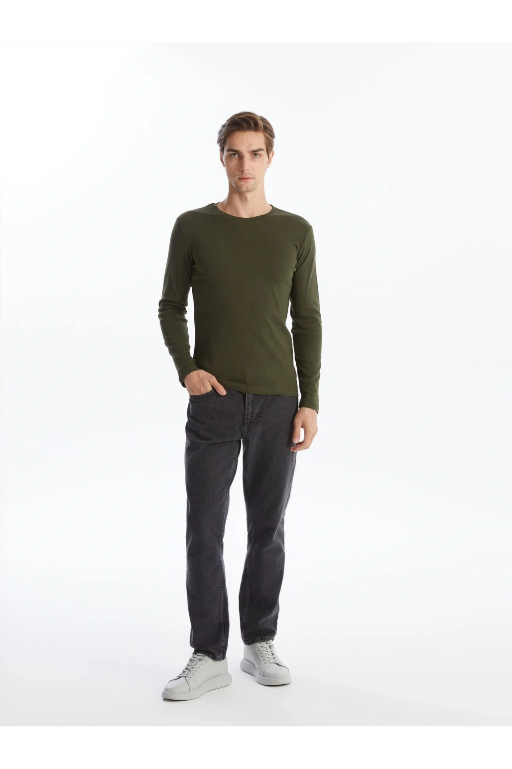 Bisiklet Yaka Uzun Kollu Erkek Tişört