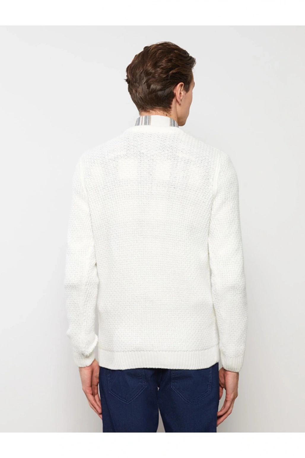 Bisiklet Yaka Uzun Kollu Erkek Triko Kazak