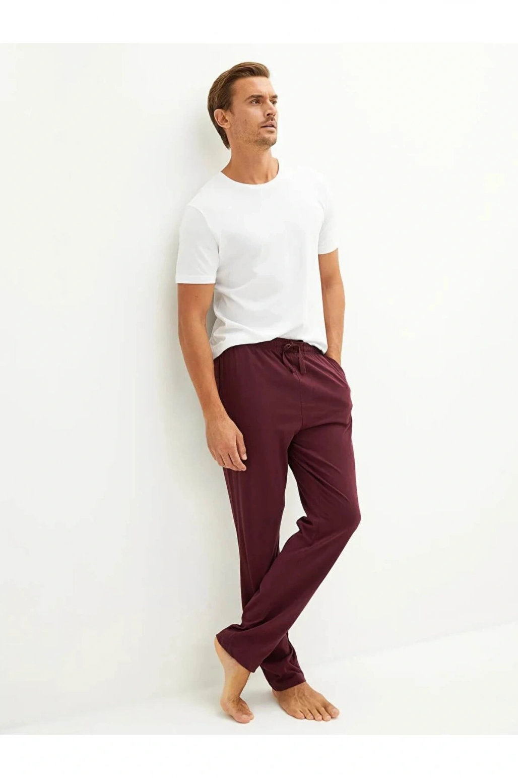 Bordo Standart Kalıp Erkek Pijama Alt