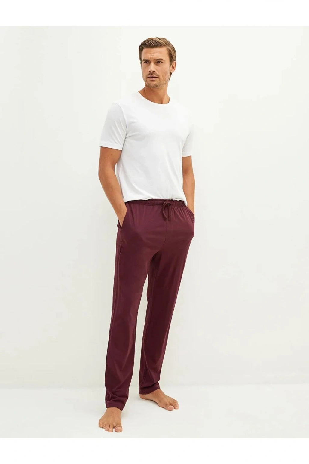 Bordo Standart Kalıp Erkek Pijama Alt