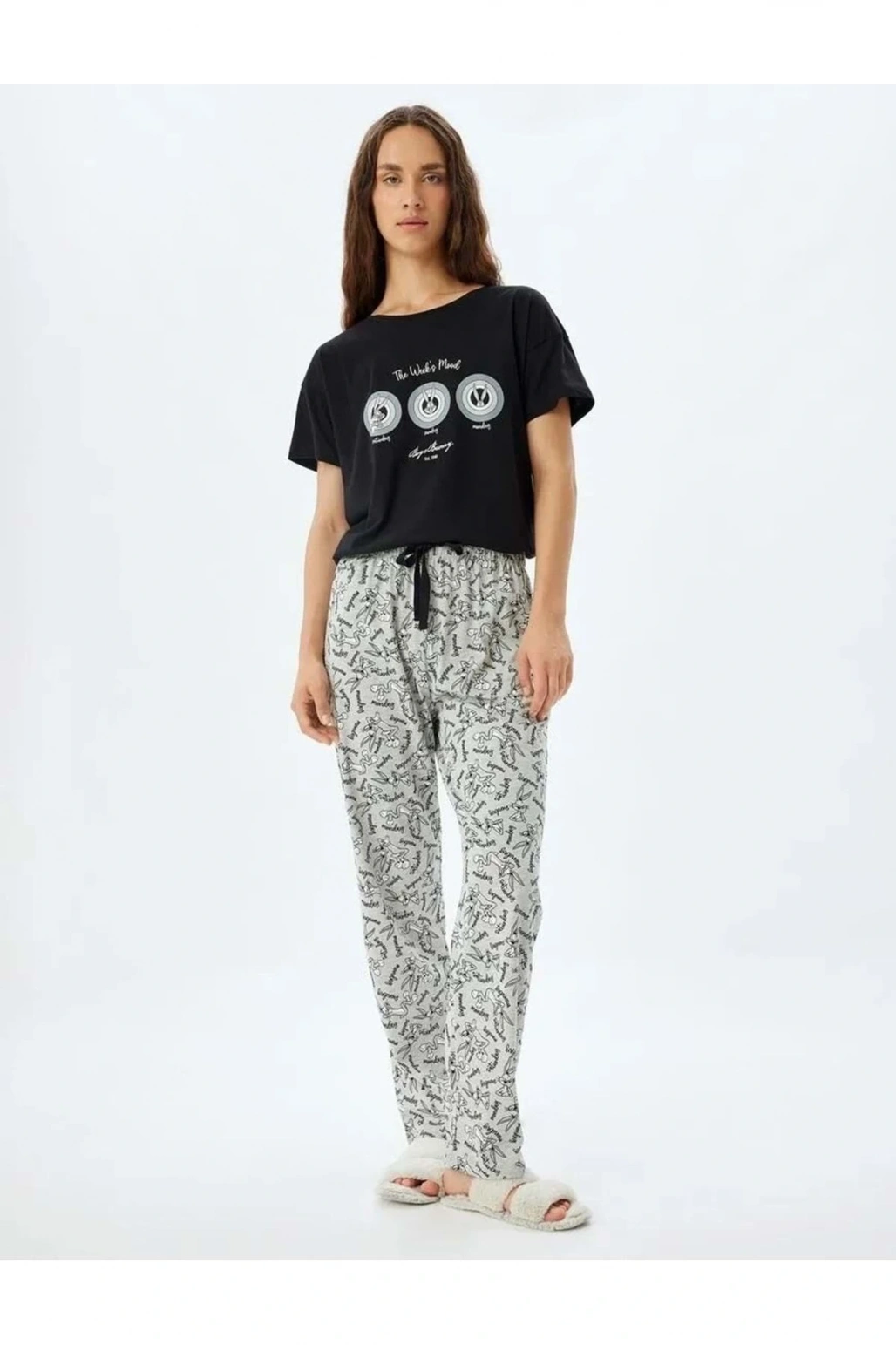 Bugs Bunny Pijama Takımı 5WAL10192IK Gri Melanj