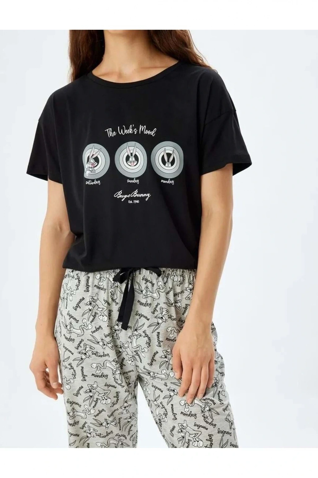 Bugs Bunny Pijama Takımı 5WAL10192IK Gri Melanj