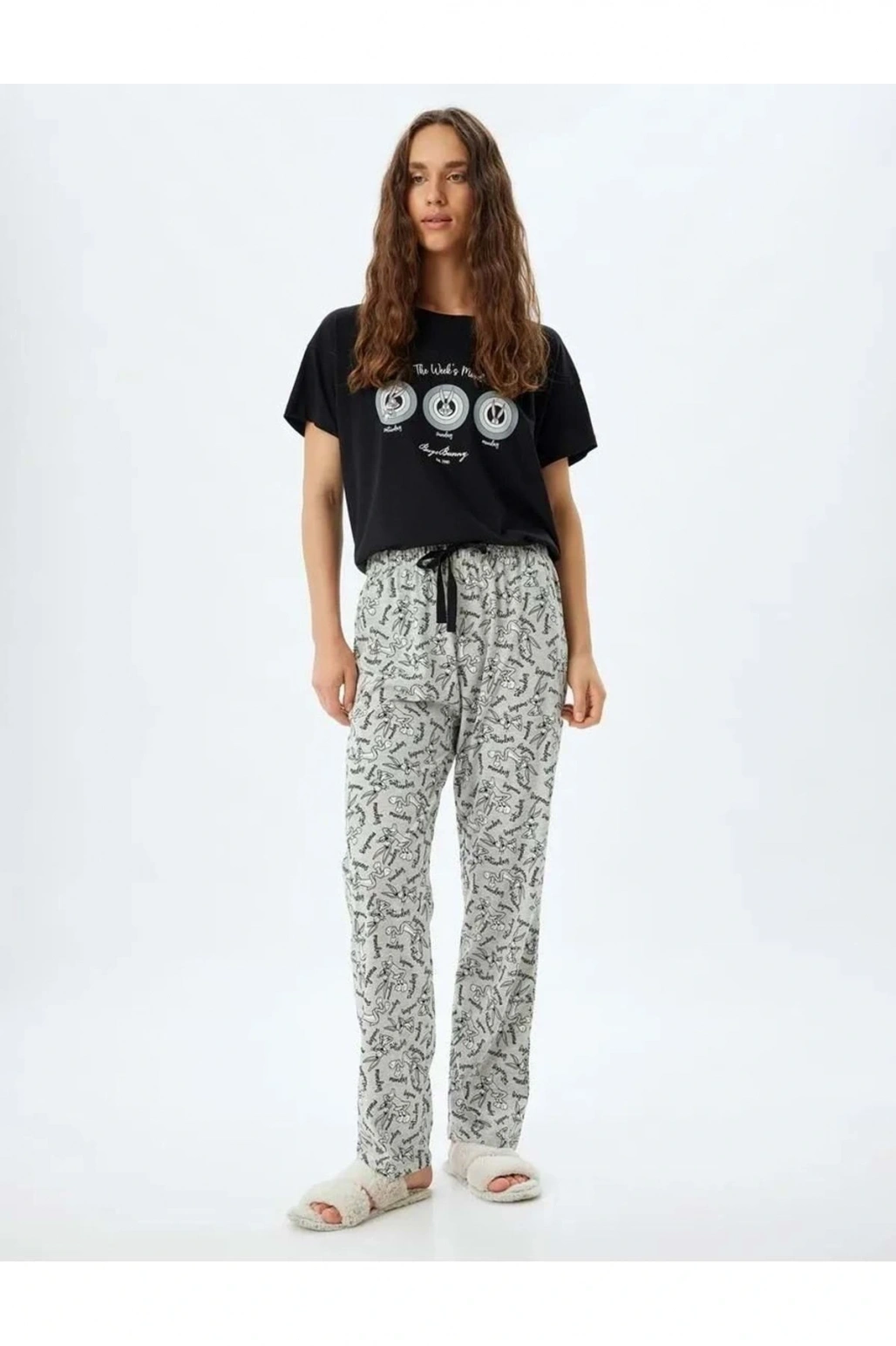 Bugs Bunny Pijama Takımı 5WAL10192IK Gri Melanj