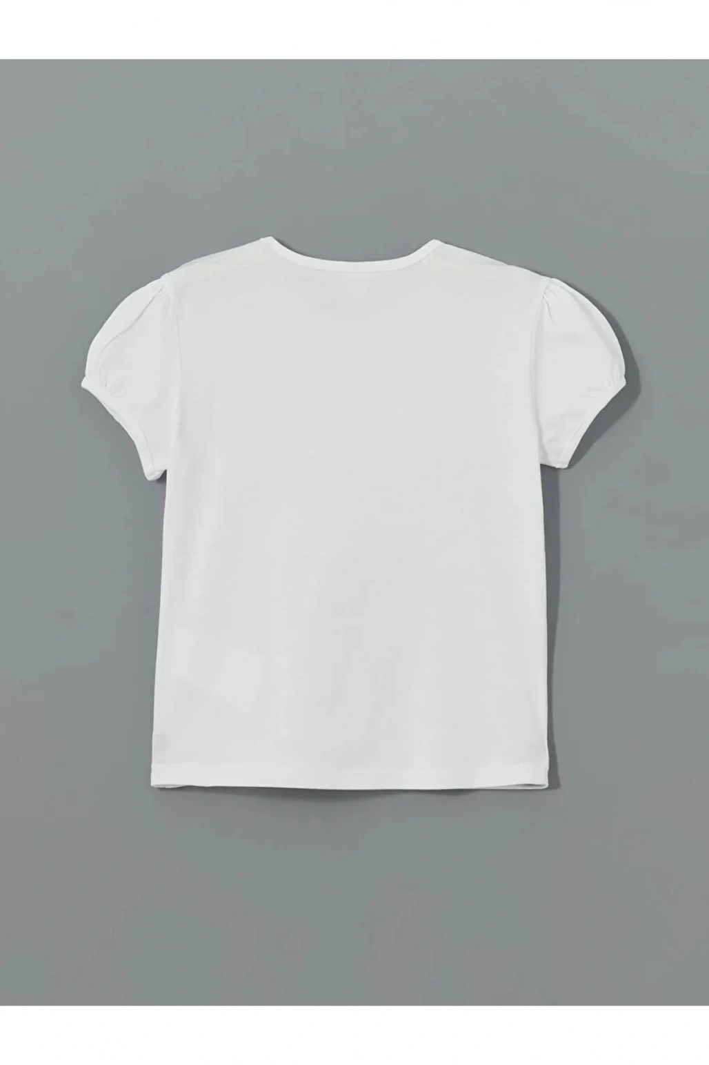 Buxe Beyazı LCW Kids Beyaz Bisiklet Yaka Çift Yönlü Payetli Kız Çocuk Tişört