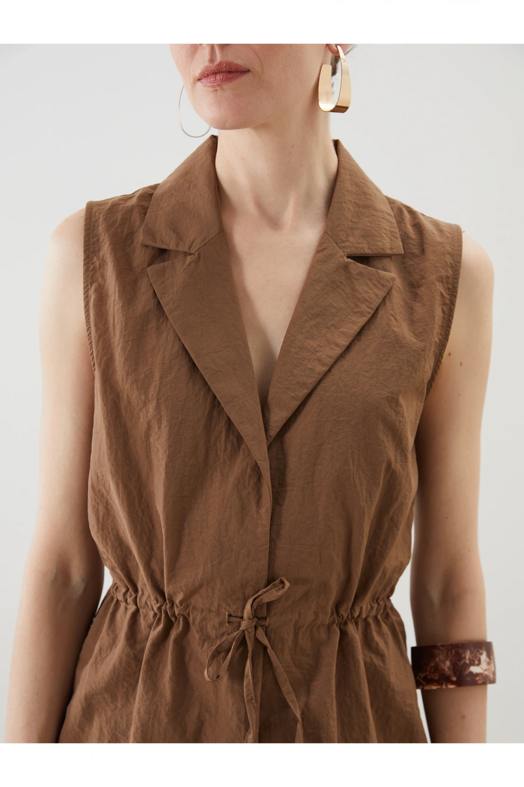 Ceket Yaka Keten Görünümlü Kadın Klasik Yelek