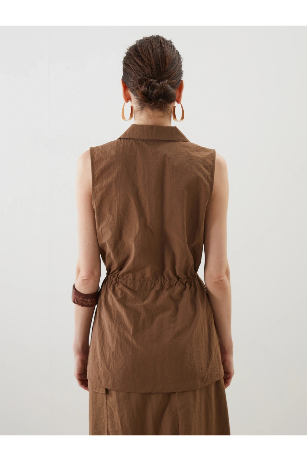 Ceket Yaka Keten Görünümlü Kadın Klasik Yelek