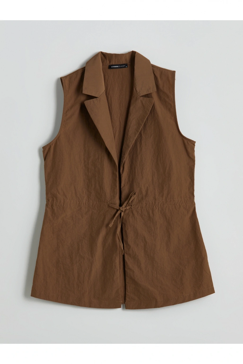 Ceket Yaka Keten Görünümlü Kadın Klasik Yelek