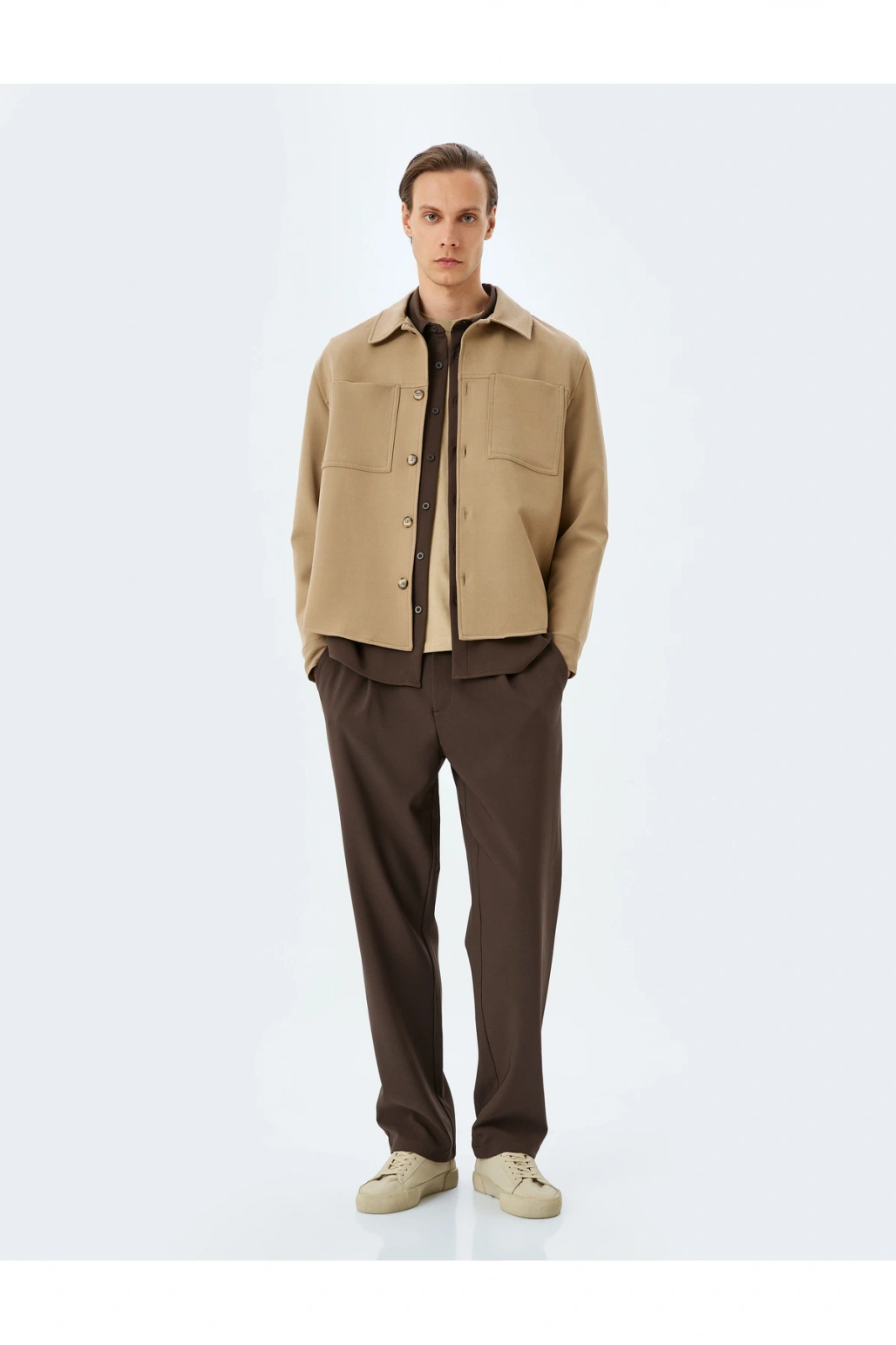 Cep Detaylı Bej Erkek Ceket 5skt30005hw