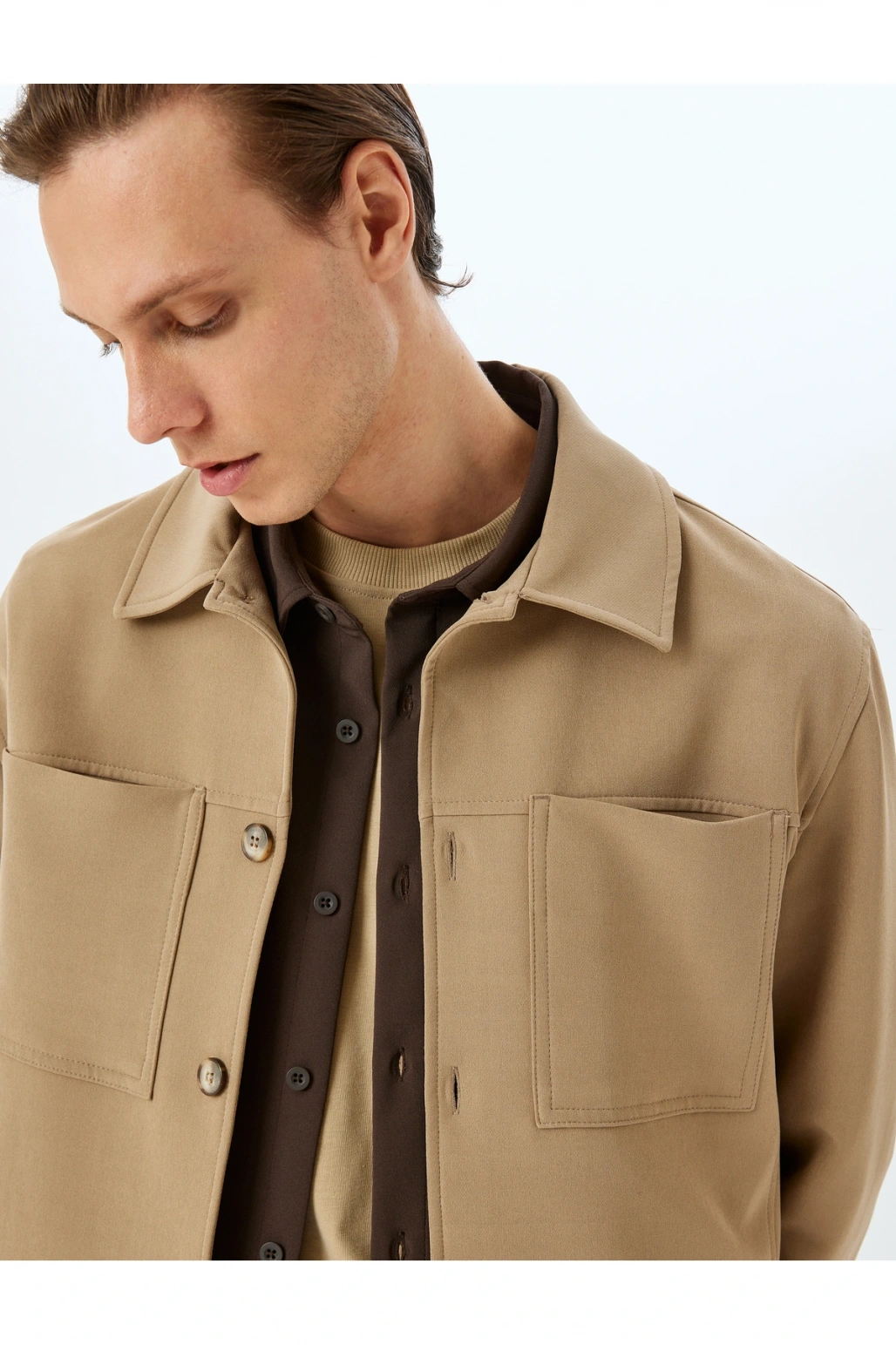 Cep Detaylı Bej Erkek Ceket 5skt30005hw