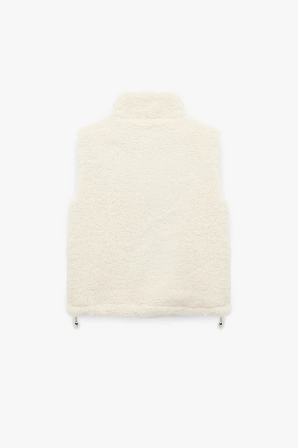 Cepli Dik Yaka Kolsuz Fermuarlı Crop Peluş Yelek