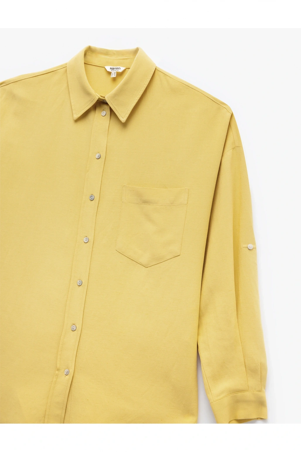 Cepli Viskon Keten Karışımlı Uzun Kollu Gömlek