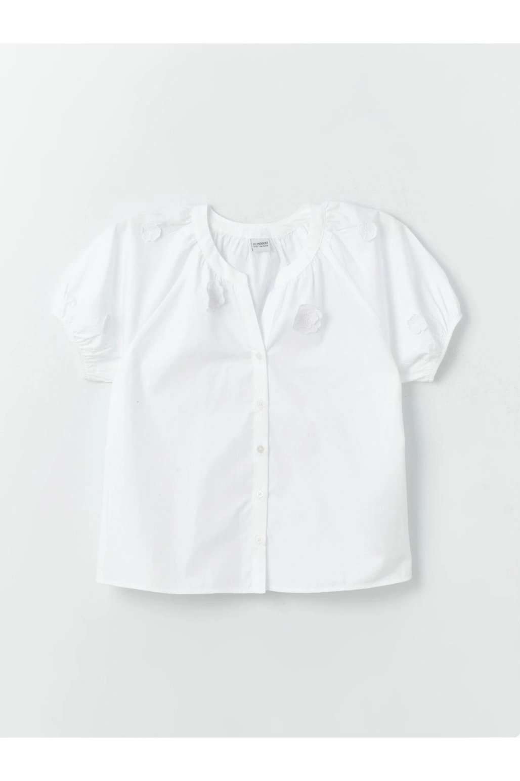 Çiçek Aplikeli Kız Çocuk Gömlek