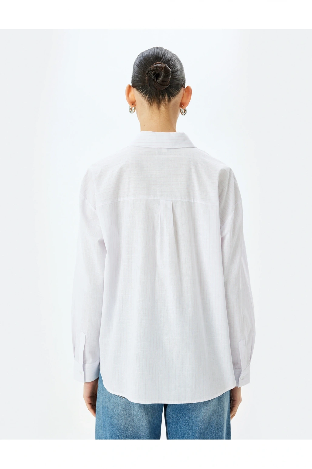 Çiçek Baskı Detaylı Taşlı Oversize Pembe Kadın Gömlek 5SAK60198UW